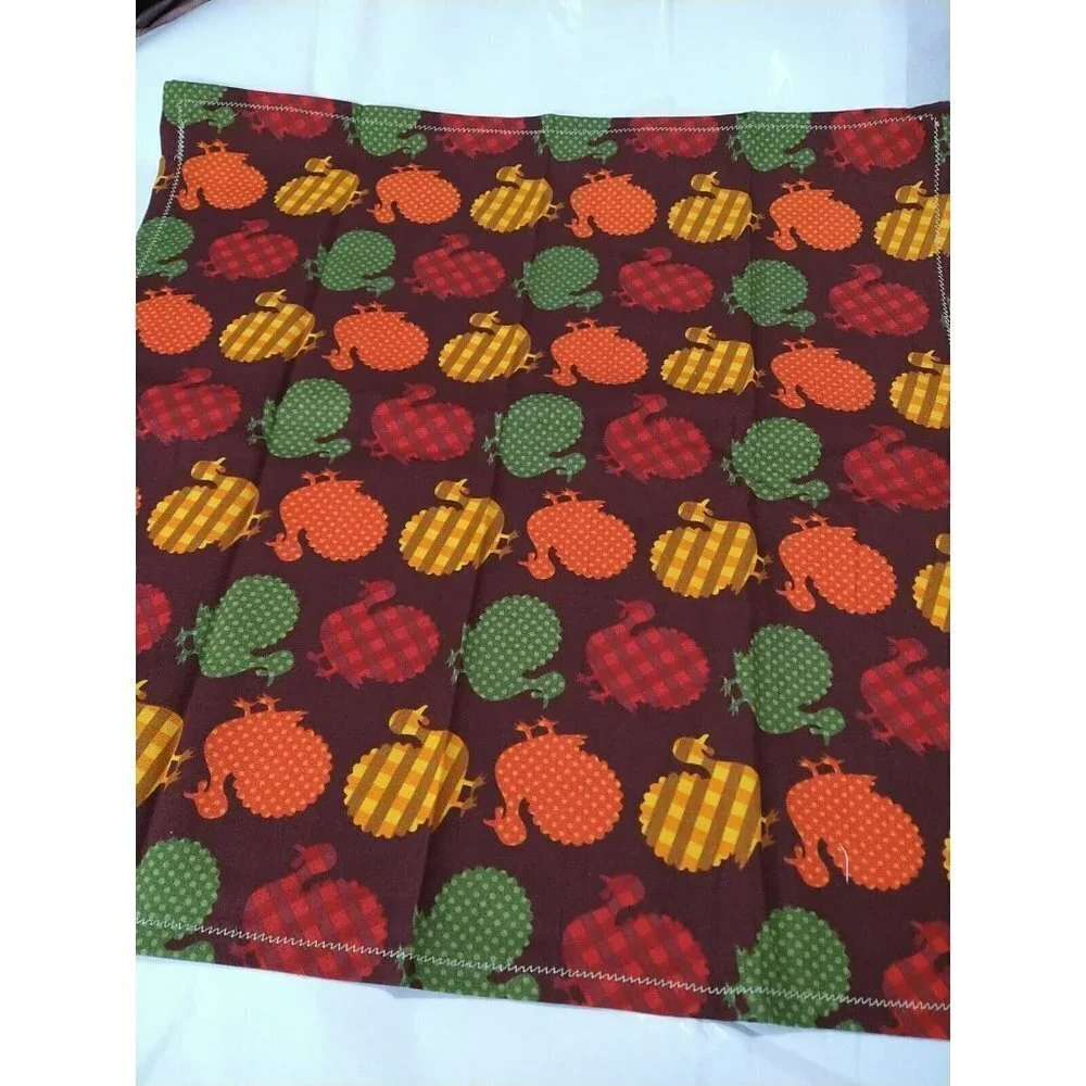 Tabletop Cotton Turkey Thanksgiving Fall Reusable Napkins 16